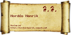 Hordós Henrik névjegykártya
